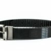 Engine timing belt with reversible buckle