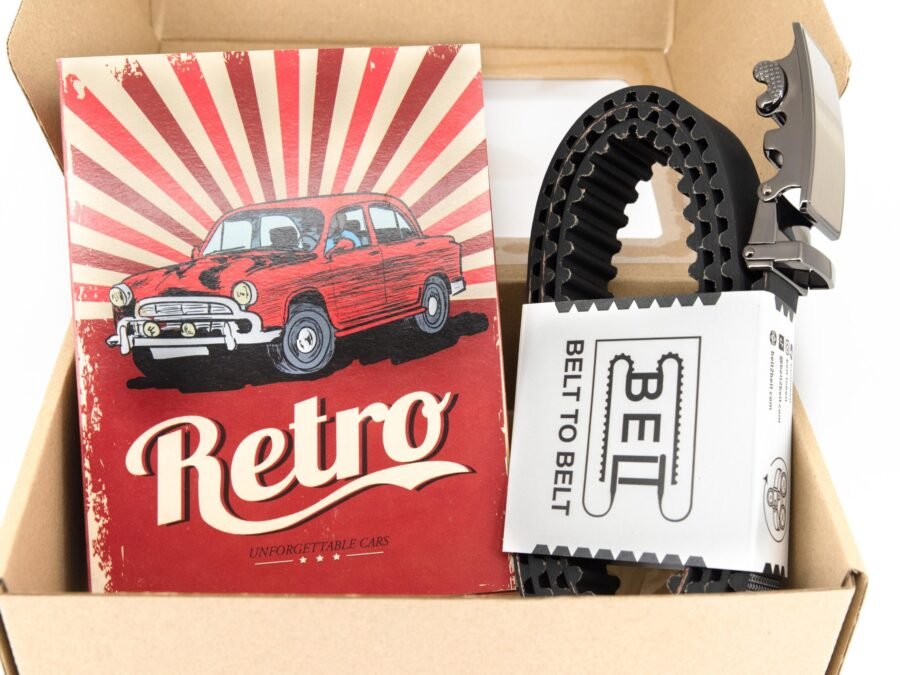 Automatinio diržo ir retro muilo dovanų rinkinys