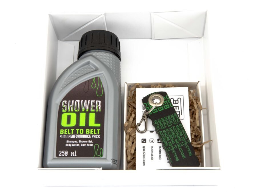 Shower oil pack and keyring