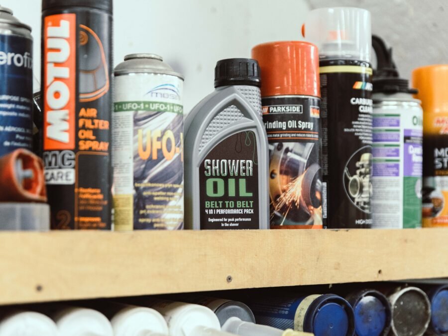 Automotive maintenance spray cans.