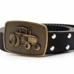 Paskirstymo diržas su traktoriaus atvaizdo įspaudžiama sagtimi