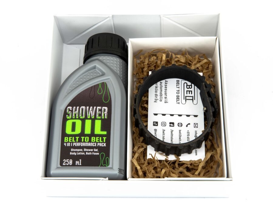 Shower oil and belt.